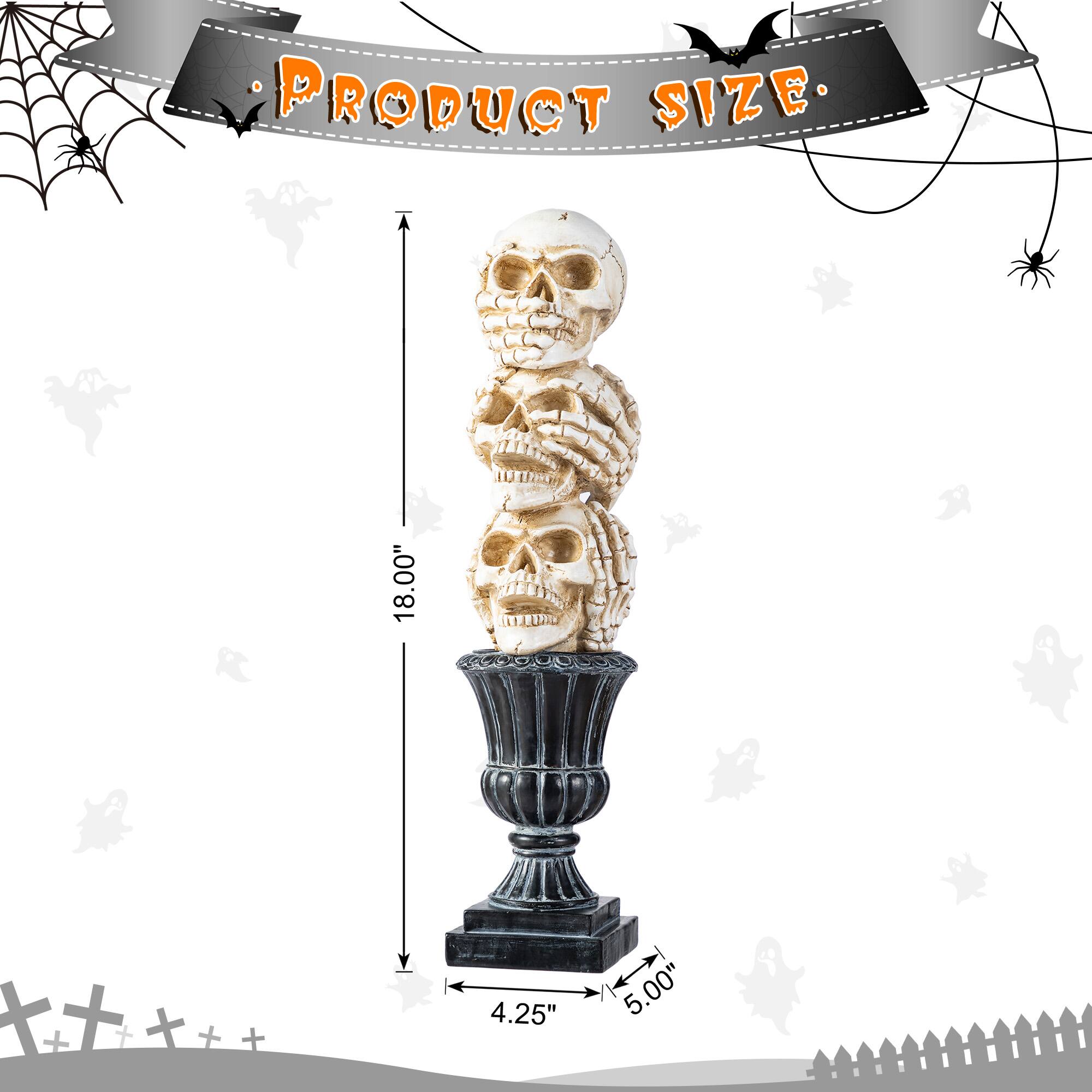 Glitzhome® 18"H Halloween Resin Stacked Skull Table Decor